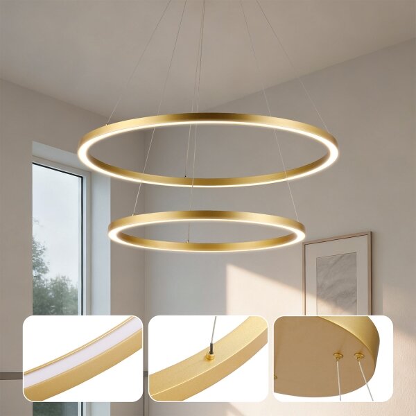 Brilagi - LED полилей с димер на кабел PORTOFINO LED/98W/230V Ø 80 см, златист, с дистанционно управление