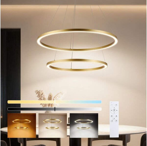 Brilagi - LED полилей с димер на кабел PORTOFINO LED/98W/230V Ø 80 см, златист, с дистанционно управление