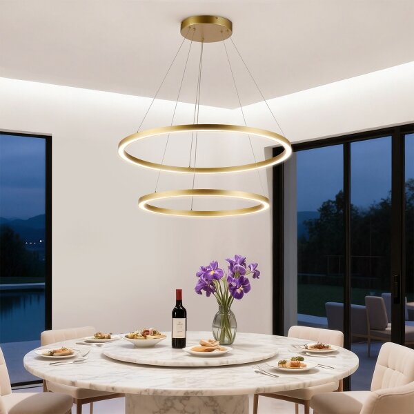 Brilagi - LED полилей с димер на кабел PORTOFINO LED/98W/230V Ø 80 см, златист, с дистанционно управление
