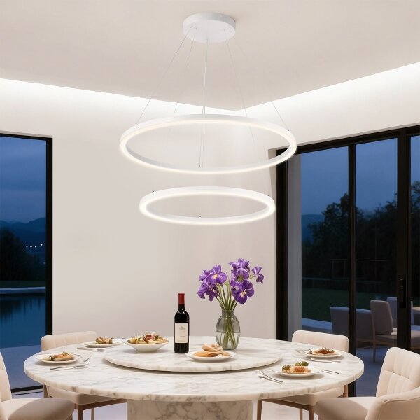 Brilagi - LED димируем полилей на кабел PORTOFINO LED/98W/230V Ø 80 см бял + дистанционно управление