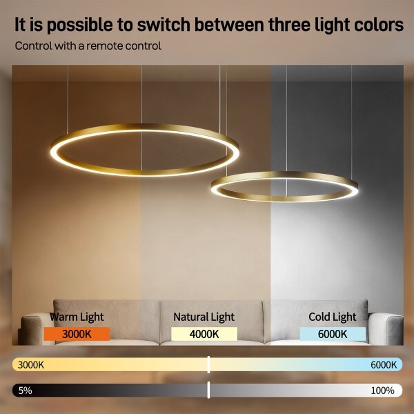 Brilagi - LED димируем полилей на кабел PORTOFINO LED/98W/230V златен +DO