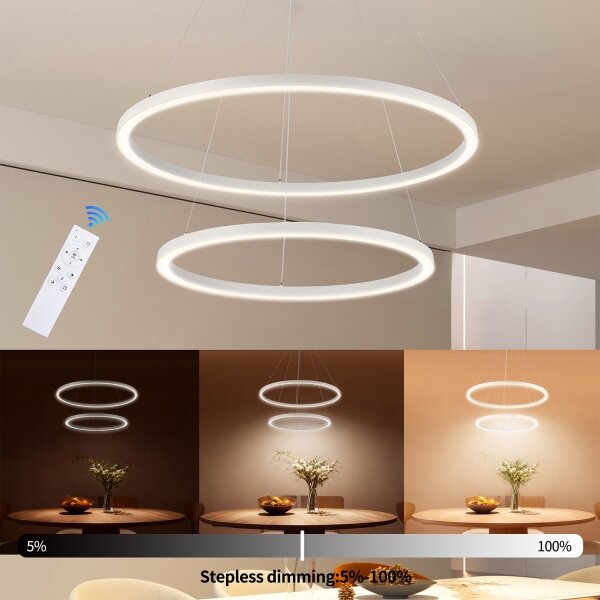 Brilagi - LED димируем полилей на кабел PORTOFINO LED/98W/230V Ø 80 см бял + дистанционно управление