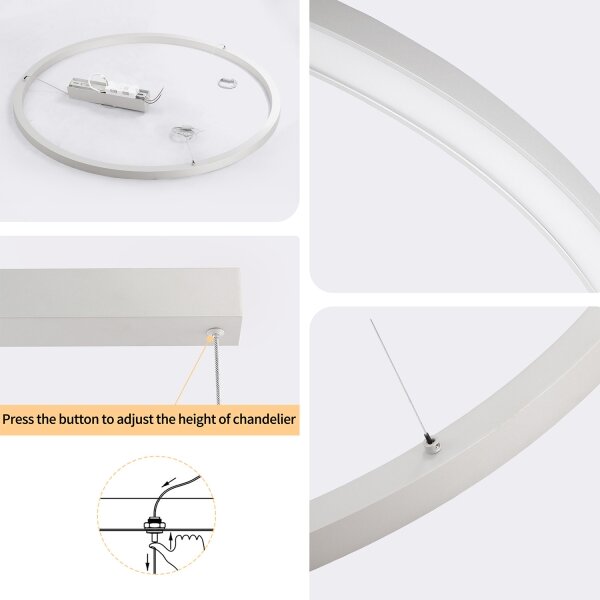 Brilagi-LED Димируем висящ полилей на кабел PORTOFINO LED/60W/230V диам. 80 см сребрист + дистанционно управление