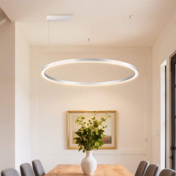Brilagi-LED Димируем висящ полилей на кабел PORTOFINO LED/60W/230V диам. 80 см сребрист + дистанционно управление