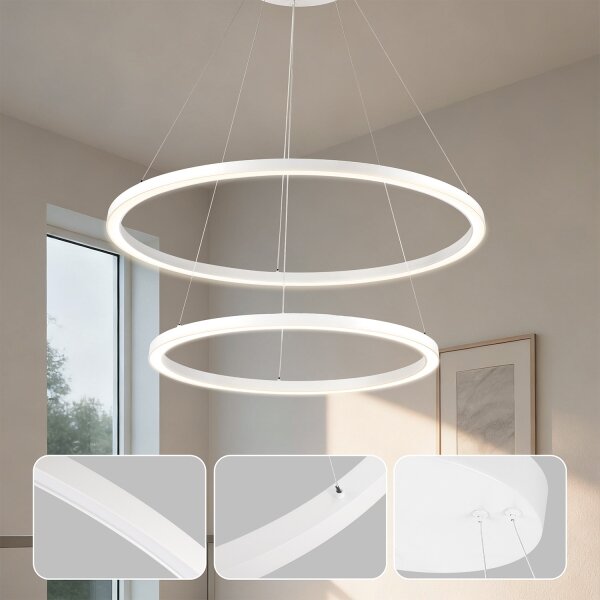 Brilagi - LED димируем полилей на кабел PORTOFINO LED/98W/230V Ø 80 см бял + дистанционно управление
