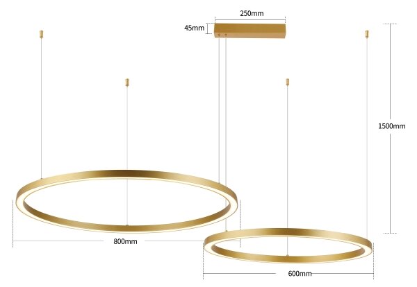 Brilagi - LED димируем полилей на кабел PORTOFINO LED/98W/230V златен +DO