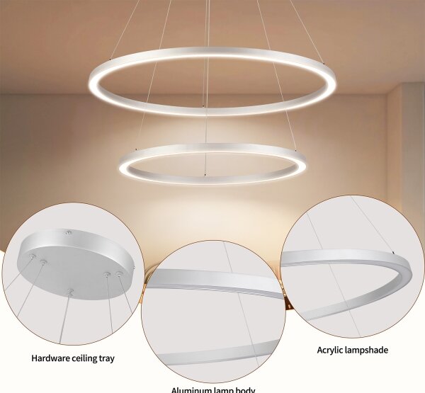 Brilagi-LED Димируема висяща лампа на кабел PORTOFINO LED/98W/230V Ø 80 cm, сребриста + дистанционно управление