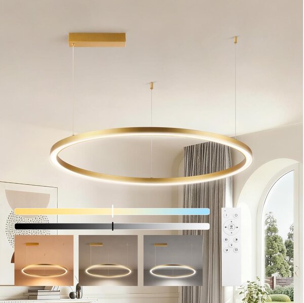 Brilagi - Димируем LED полилей на кабел PORTOFINO LED/60W/230V Ø 80 cm, златист, с дистанционно управление