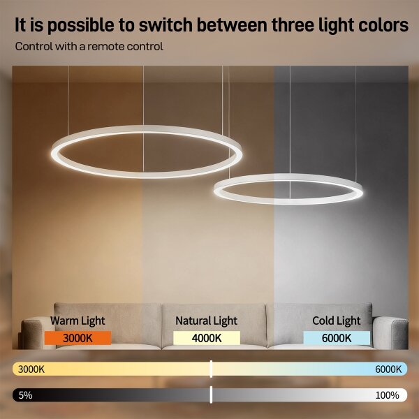 Brilagi - LED димируем полилей на кабел PORTOFINO LED/98W/230V бял + дистанционно управление