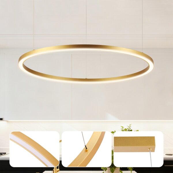 Brilagi - Димируем LED полилей на кабел PORTOFINO LED/60W/230V Ø 80 cm, златист, с дистанционно управление
