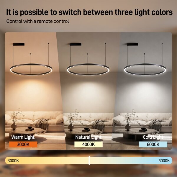 Brilagi - LED димируем полилей на кабел PORTOFINO LED/60W/230V Ø 80 см черен +DO