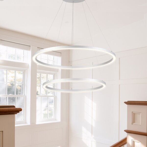 Brilagi-LED Димируема висяща лампа на кабел PORTOFINO LED/98W/230V Ø 80 cm, сребриста + дистанционно управление