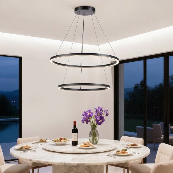 Brilagi - LED полилей с възможност за димиране на кабел PORTOFINO LED/98W/230V Ø 80 см черен + с дистанционно управление