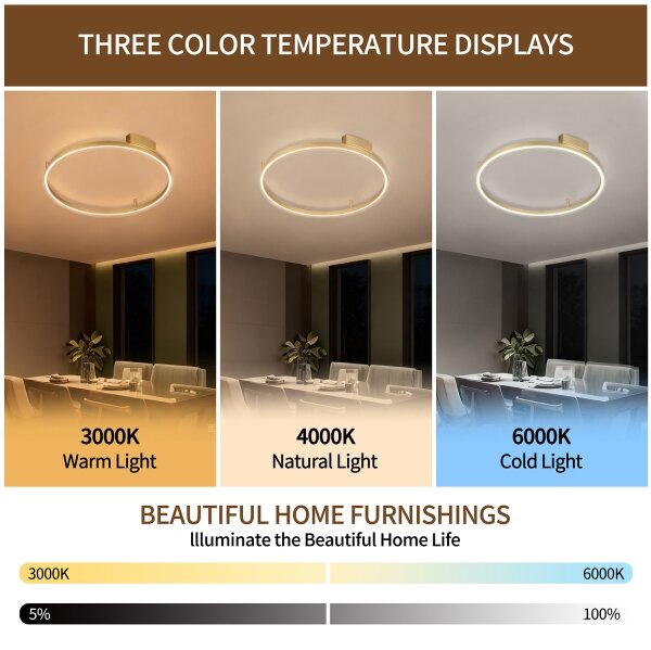 Brilagi - Димируемо LED осветително тяло PORTOFINO LED/60W/230V, диаметър 80 см, златисто + дистанционно управление