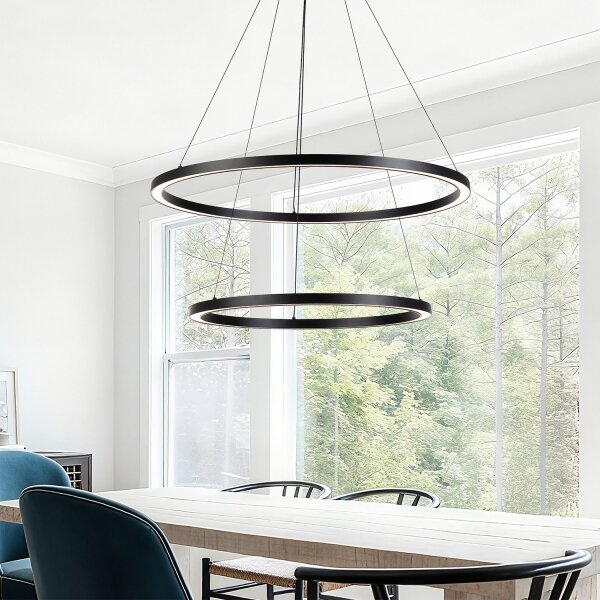 Brilagi - LED полилей с възможност за димиране на кабел PORTOFINO LED/98W/230V Ø 80 см черен + с дистанционно управление