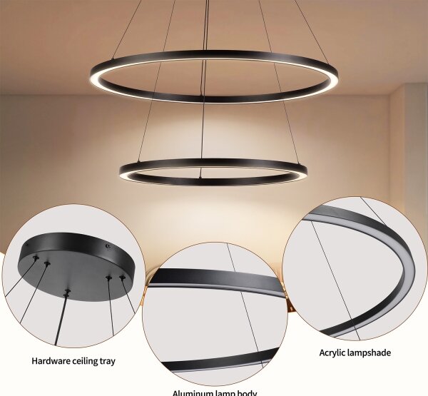 Brilagi - LED полилей с възможност за димиране на кабел PORTOFINO LED/98W/230V Ø 80 см черен + с дистанционно управление