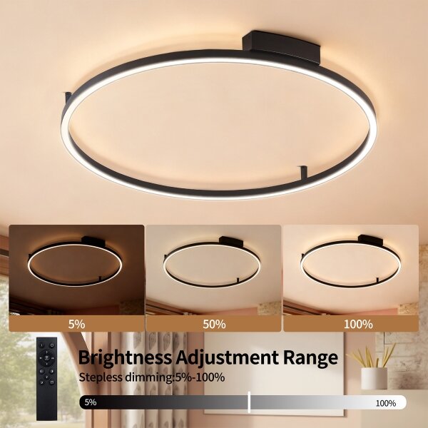 Brilagi - Димируемо LED осветително тяло PORTOFINO LED/60W/230V Ø 80 см, черно + дистанционно управление