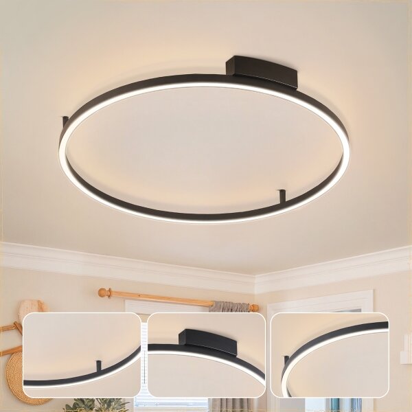 Brilagi - Димируемо LED осветително тяло PORTOFINO LED/60W/230V Ø 80 см, черно + дистанционно управление