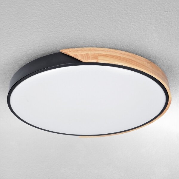 Brilagi - Димируемо LED осветително тяло PILANA LED/60W/230V, дъб/черен, Ø 60 см + дистанционно управление