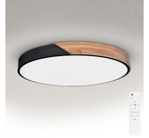 Brilagi - Димируемо LED осветително тяло PILANA LED/60W/230V, дъб/черен, Ø 60 см + дистанционно управление