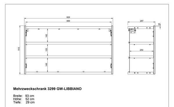 Кремаво висящо шкафче от декор от дъб 93x52x29 cm Libbiano – Germania
