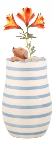 Бяла ваза от доломит (височина 18,5 cm) Peeking Sausage Dog – Sass & Belle