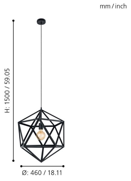 Eglo 49762 - Висящи лампи EMBLETON 1xE27/60W