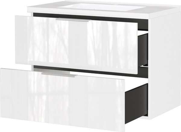 Бял гланцов стенен шкаф за мивка 81x61 cm Celano – Germania