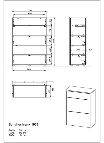 Сиво-зелено матово шкафче 70x99x34 cm Binetto – Germania