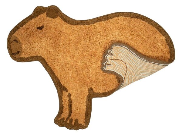 Кафяв памучен детски килим 52x68 cm Capybara – Sass & Belle