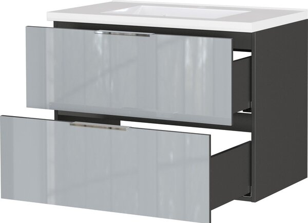 Сив гланцов стенен шкаф за мивка 81x61 cm Celano – Germania