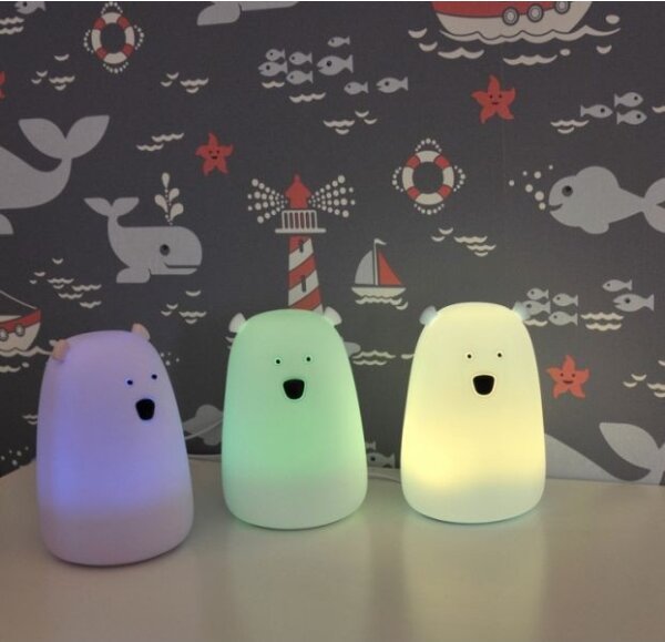 LED RGB детска сензорна лампа BEAR LED/0,8W/5V бяла + USB