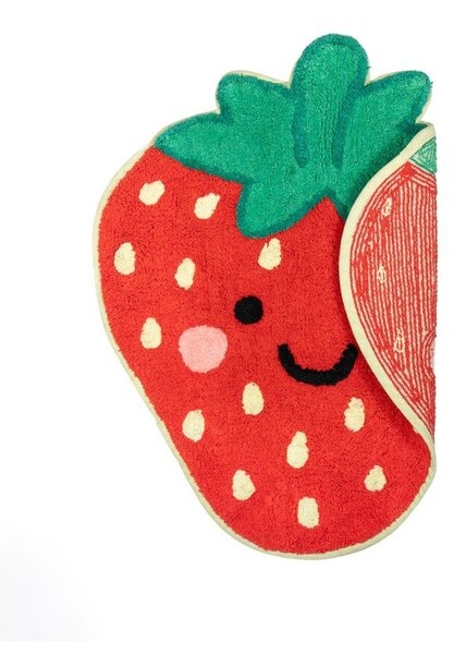 Червен памучен детски килим 60x52 cm Strawberry – Sass & Belle