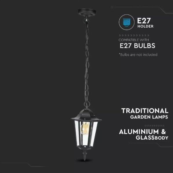 Екстериорен висящ полилей 1xE27/40W/230V IP44 черен