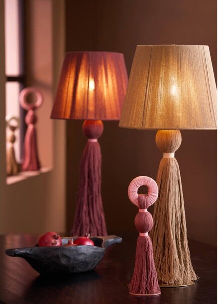 Тъмнокафява настолна лампа с текстилен абажур (височина 58 cm) Espino – Light & Living