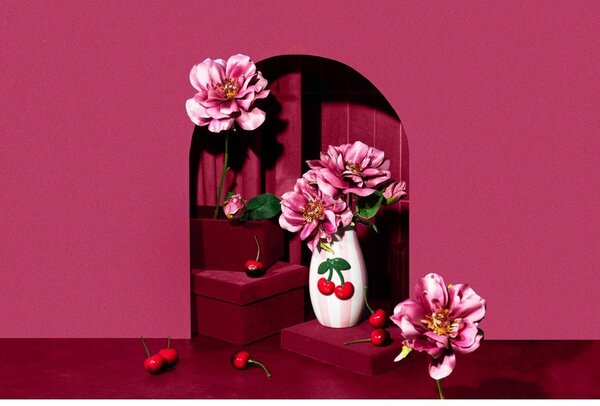 Ръчно рисувана ваза от доломит Cherry – Sass & Belle