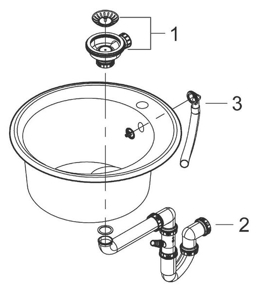 Grohe K200 Композитна кухненска мивка, кръгла, Ø 380 мм, черен гранит