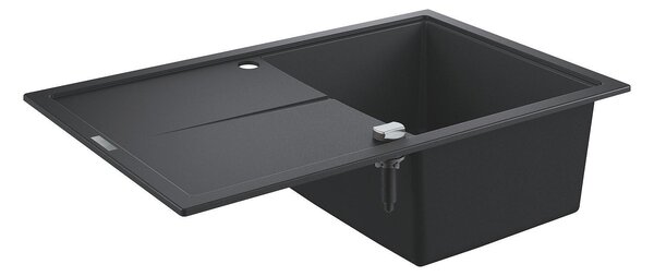 Grohe K400 Композитна кухненска мивка с отцедник, 780 x 500 mm, черен гранит