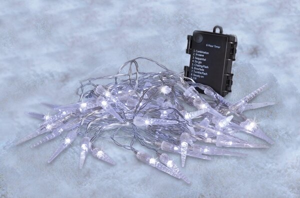 Brilagi - LED Екстериорни Коледни лампички 50xLED/8 функции/3xAA 8м IP44 студено бели