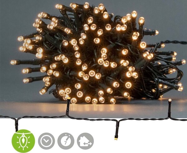 Nedis CLBO192 - LED гирлянд 192xLED/7 режима/3xAA 14,9m IP44 топла бяла светлина