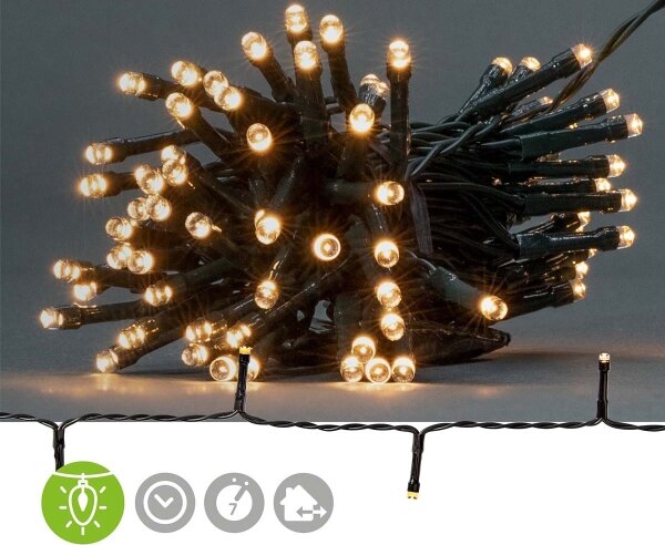 Nedis CLBO96 - LED гирлянд 96xLED/7 режима/3xAA 7,7m IP44 топла бяла
