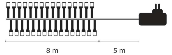LED външна гирлянда с 80 светодиода, 13 м, IP44, топла бяла светлина