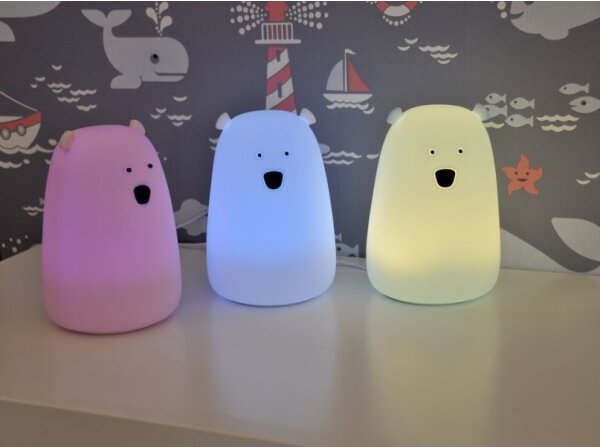 LED RGB детска сензорна лампа BEAR LED/0,8W/5V синя