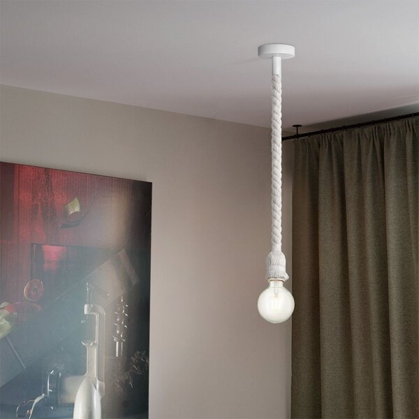 Пендел LEONARDO ROPE 1xE27/10W/230V бял