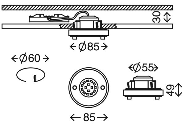 Briloner 7214-012 - LED Лампа за вграждане в баня ATTACH LED/5W/230V IP44