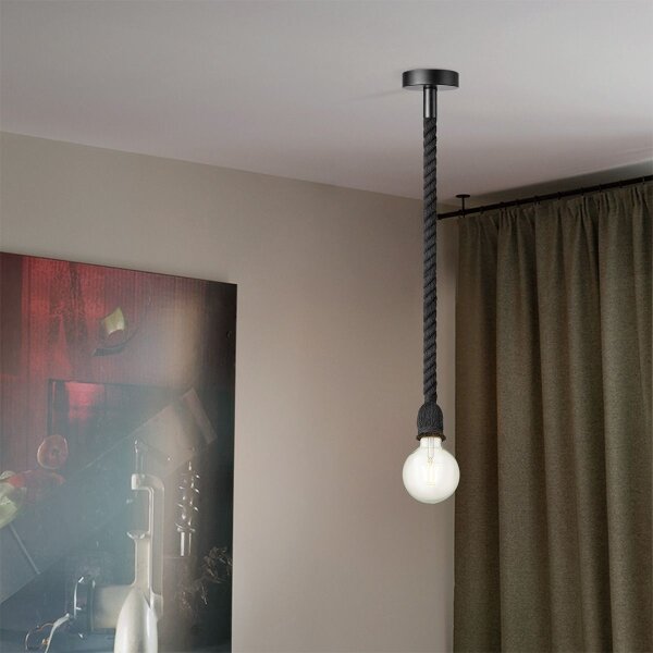 Пендел LEONARDO ROPE 1xE27/10W/230V черен