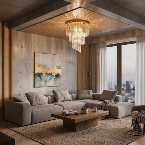 Ideal Lux - Кристален полилей за повърхностен монтаж CARLTON 12xE14/40W/230V Ø 50 см златист
