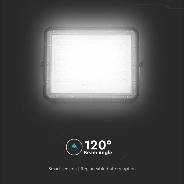 LED Екстериорен соларен прожектор LED/15W/3,2V IP65 6400K черен + д.у