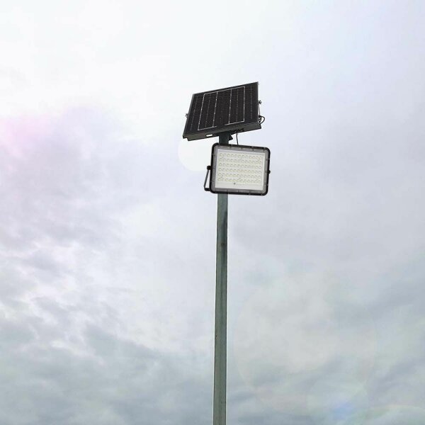 LED Екстериорен соларен прожектор LED/15W/3,2V IP65 6400K черен + д.у
