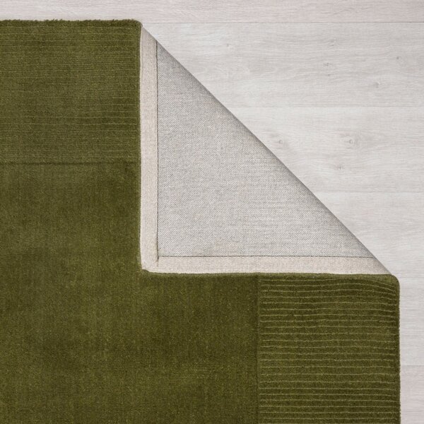 Текстуриран вълнен граничен килим зелен 160X230 cm, Flair Rugs